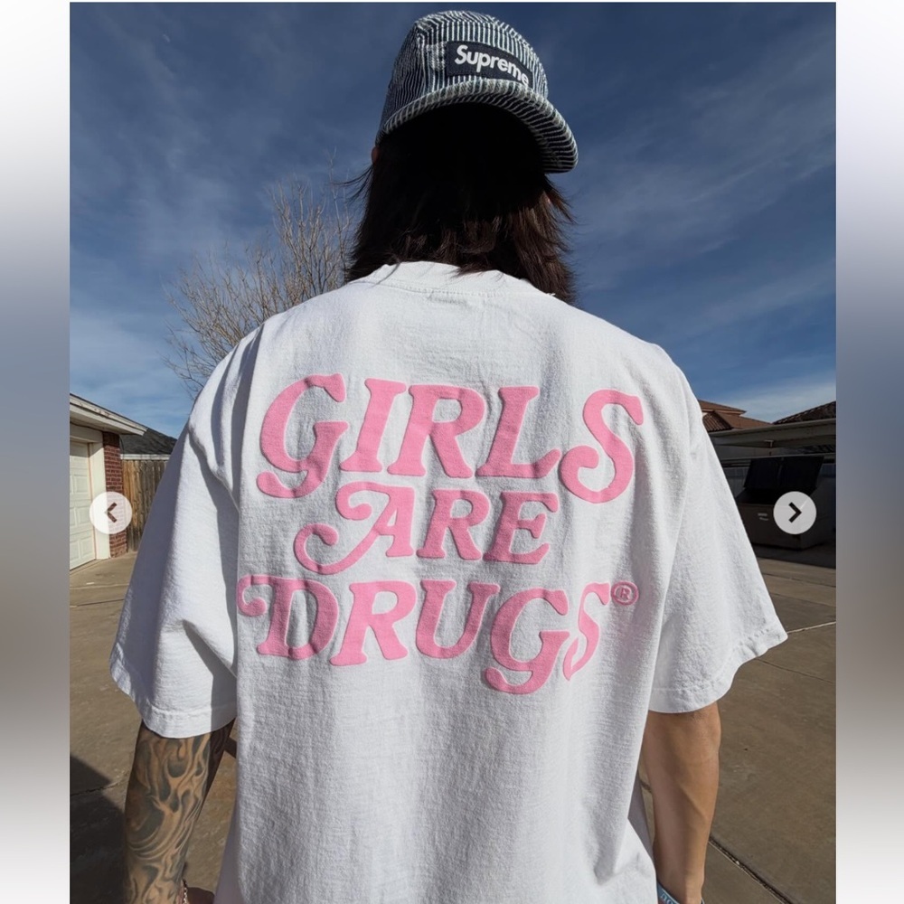 Girls are drugs short sleeve tshirt puffy graphic tee plus size tall 3XL